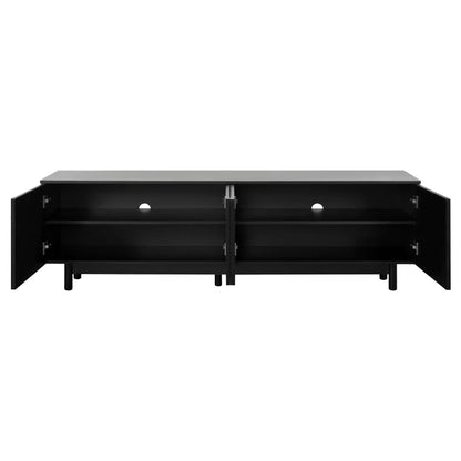 TV Stand with Arch Cabinets for TVs Up to 78'', w/ Solid Wood Legs & Adjustable Shelves