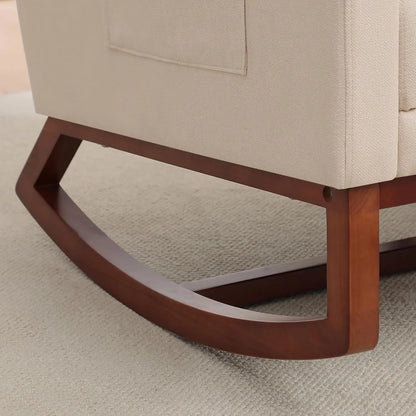 Rocking Chair with Foot Rest - Wingback Nursery Rocking Chair - Teddy Nursing Rocker Chair with Pillow