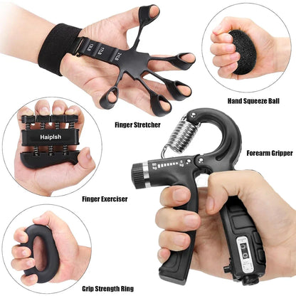 Adjustable Grip Strength Trainer Wrist & Finger Exerciser Hand Grip Strengthener - Muscle Building - Injury Recover Expander Kit