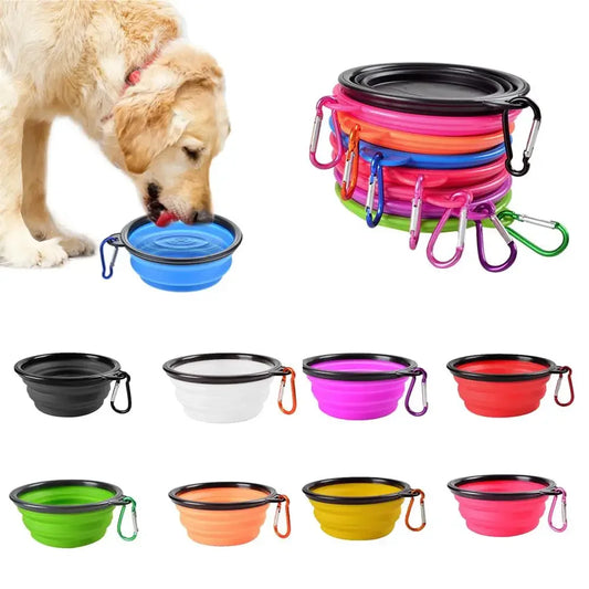 Collapsible Pet Silicone Dog Food & Water Bowl - Travel Portable Folding Pet Bowl