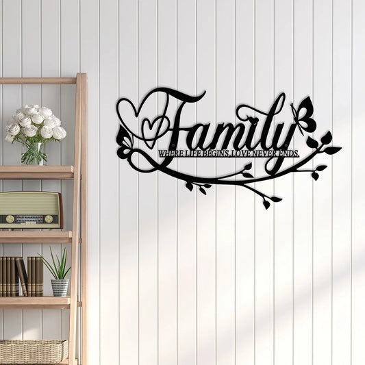 Home Decor, Wall Metal Home Sign, Black Wall Art Flower Letter Sign, Metal Happy Wall Art, for Home Wall Decorations