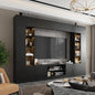 114" Large Wall Unit Entertainment Center with Bookshelves, Lights and 18 Shelves - Modern 4-Piece TV Stand Media Console Table
