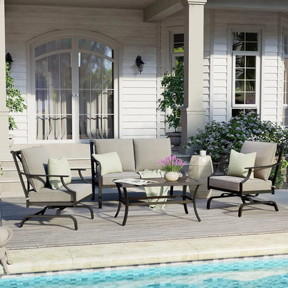 Patio Outdoor Furniture Set - Coffee Table, Patio Rocking Chairs with 3 Color To Choose
