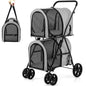 Double Pet Stroller with 2 Detachable Carrier Bags - Safety Belt - 4 Lockable Wheels - Cat & Small Dogs Stroller - Travel Carrier - Strolling Cart