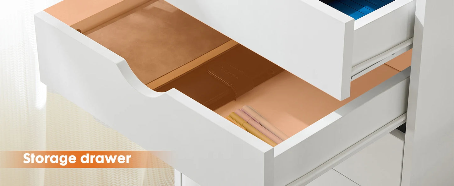7 Drawer Dressers - Storage Rolling Cabinet - Wooden