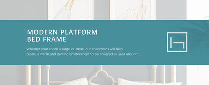 Metal Platform Bed Frame - Vintage Victorian Modern Style - Wrought Iron Headboard and Footboard