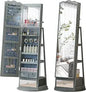 Full-Length Standing Mirror Jewelry Cabinet - 360 Swivel Armoire with LED Lights - Built-in Storage - Large Capacity Shelves & Drawer