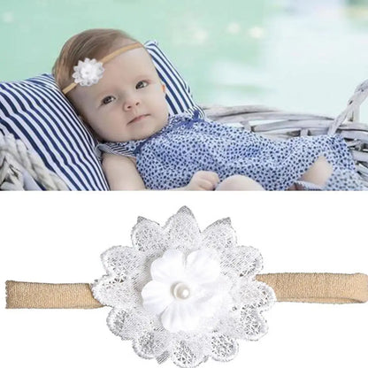 Baby Nylon Headband Bows - 10 Pieces - Handmade Tied Bow For Little Ones & Toddlers - Comfortable, Soft & Stretchy