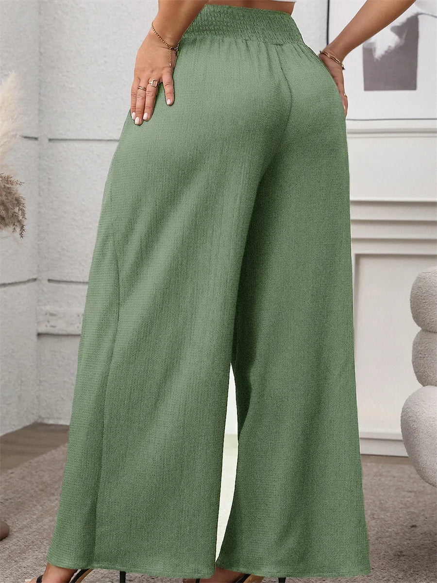 Women's High Waisted Palazzo Pants - Elegant Wide Leg Trousers