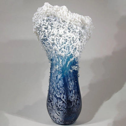 Sea Wave Vase, Wavy Vase Resin Blue Wavy Vase For Office Living Room Decorations Coffee Shop Decor