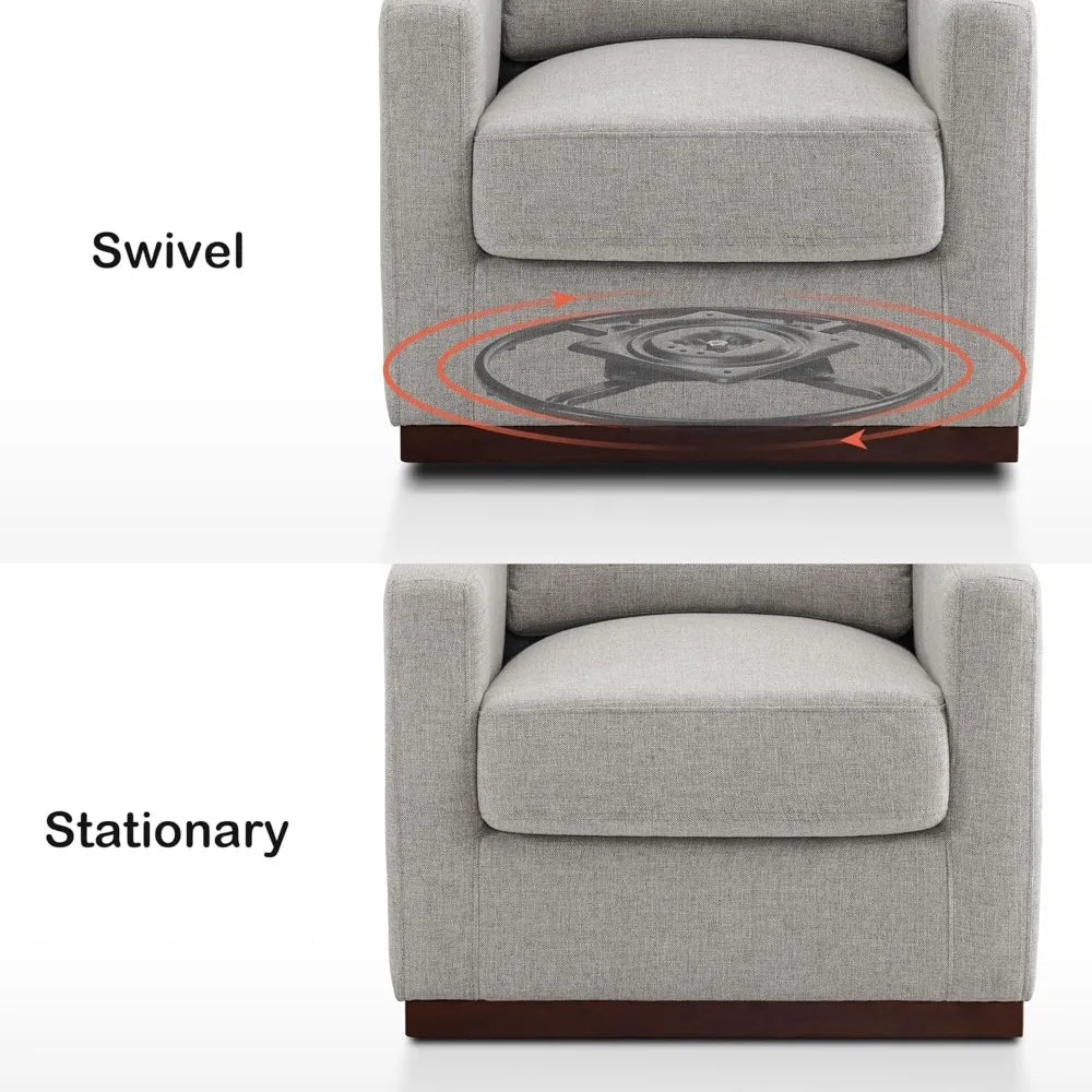 Swivel Accent Chair - Upholstered Modern Armchair - 2-in-1 Convertible, Stationary Single Sofa Chair with Pet-Friendly Fabric
