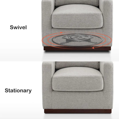 Swivel Accent Chair - Upholstered Modern Armchair - 2-in-1 Convertible, Stationary Single Sofa Chair with Pet-Friendly Fabric