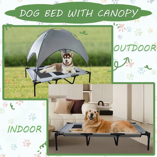 Dog Bed with Canopy - Anti Scratch Oxford Fabric - Summer Portable Pet Cot - Anti Slip - Indoor, Outdoor