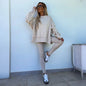 Women's Spring and Autumn Sports Hoodie - Long Sleeve - Solid Color Hoodie - Casual & Two Piece Set