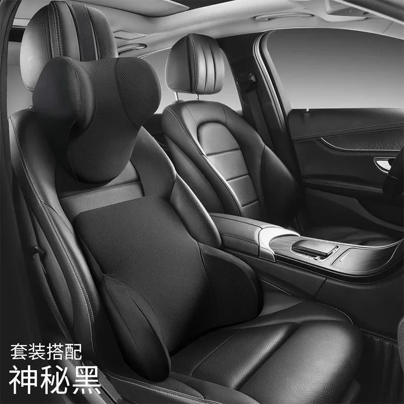 Memory Cotton Neck & Car Seat Pillow Support - Auto Lumbar Cushion - Comfortable and Breathable Car Headrest & Lumbar Support