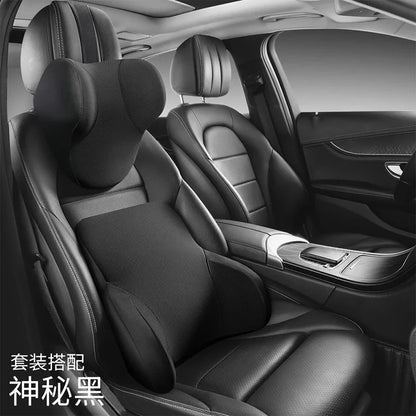Memory Cotton Neck & Car Seat Pillow Support - Auto Lumbar Cushion - Comfortable and Breathable Car Headrest & Lumbar Support