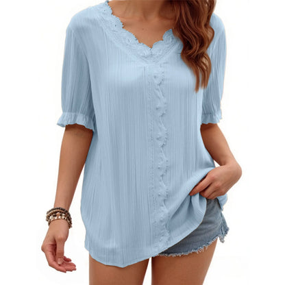 Ladies Summer Hollow Short-Sleeved Tops -Tops For Women, Summer Clothes