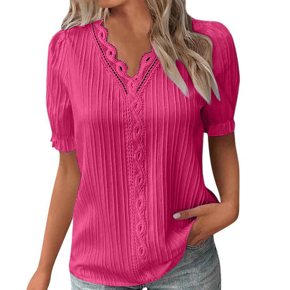 Ladies Summer Hollow Short-Sleeved Tops -Tops For Women, Summer Clothes