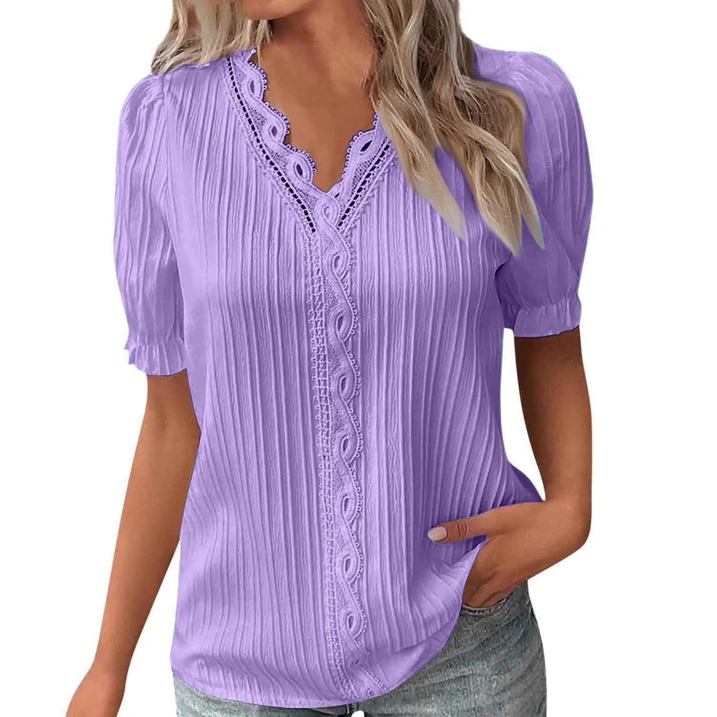 Ladies Summer Hollow Short-Sleeved Tops -Tops For Women, Summer Clothes