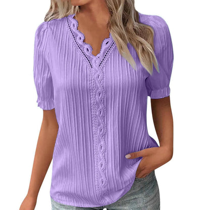 Ladies Summer Hollow Short-Sleeved Tops -Tops For Women, Summer Clothes