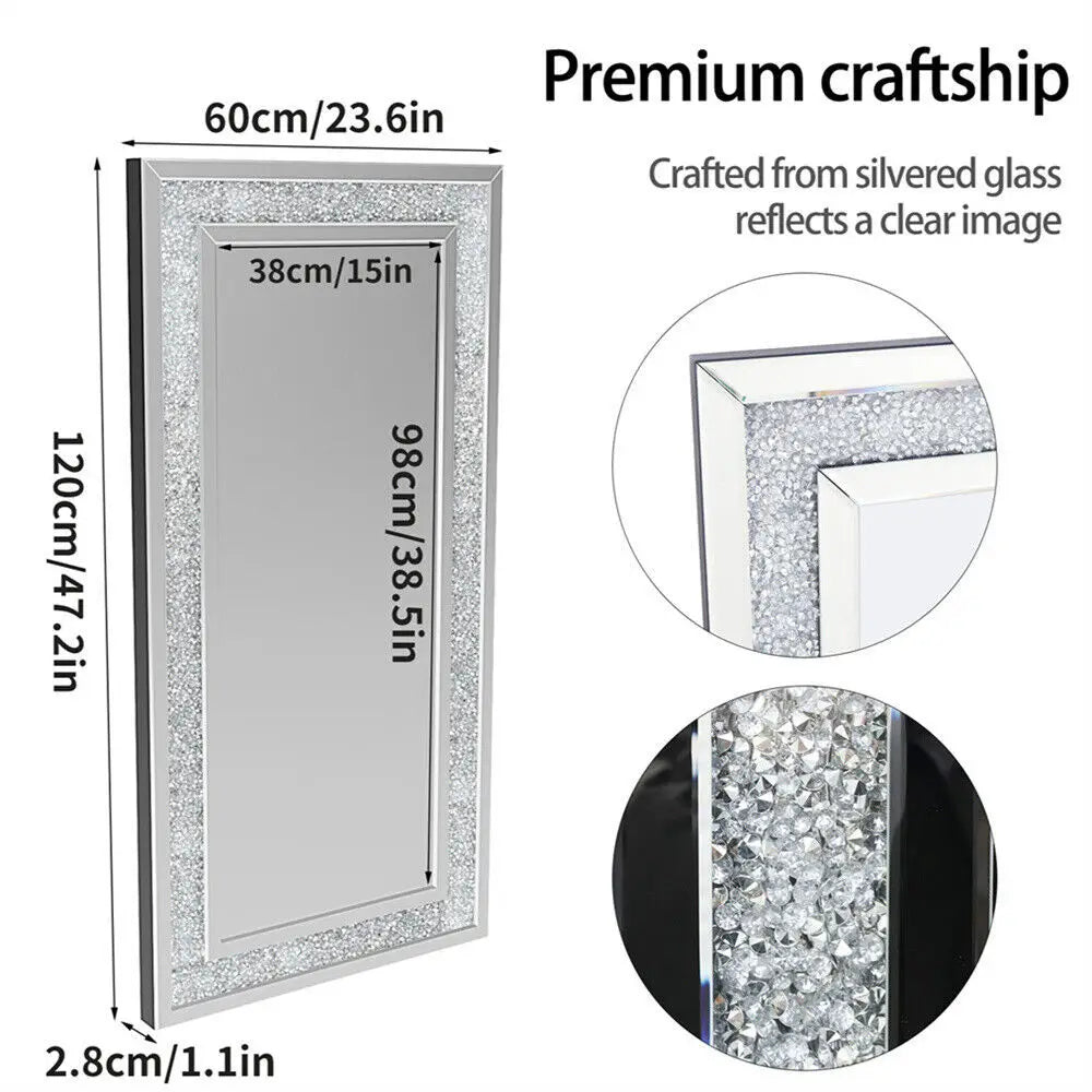 Venetian Wall Mirror Polished Crush Crystal Diamond Edge