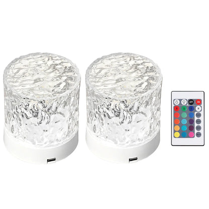 Water Ripple Night Light Touch Control Rotating Water Wave Lamp Projector USB Rechargeable Atmosphere Crystal Lamp Room Decor