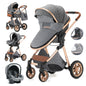 Luxury Baby Stroller 3 in 1 High Landscape - Baby Cart Can Sit, Can Lie, Portable Pushchair, Baby Cradle & Infant Carrier