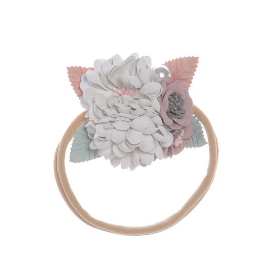 Elegant Baby Girls Headband with Shiny Rhinestones & Lace Bow - Soft Elastic Hair Band