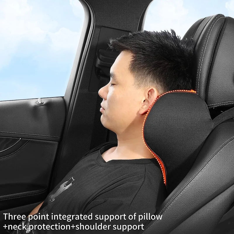 Memory Cotton Neck & Car Seat Pillow Support - Auto Lumbar Cushion - Comfortable and Breathable Car Headrest & Lumbar Support