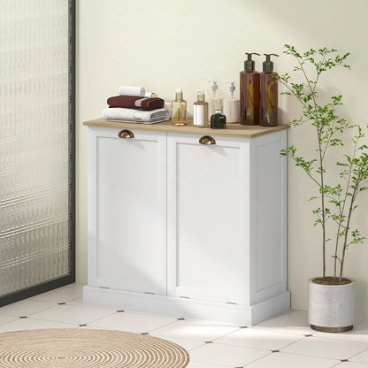 Laundry Hamper Cabinet - Tilt out Bathroom Storage Cabinet - White