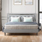 A Bed Frame - Upholstered Mattress Frame with Adjustable Headboard - Thin Velvet Bed Frame with Button Tufted Headboard