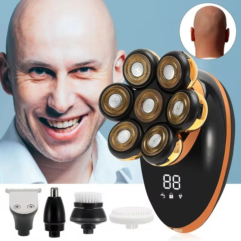 IXP7 Waterproof Floating Men's Electric Shaver - Wet/Dry Beard Trimmer - Electric Razor - Rechargeable - LCD Display + Accessories