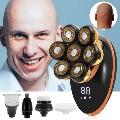 IXP7 Waterproof Floating Men's Electric Shaver - Wet/Dry Beard Trimmer - Electric Razor - Rechargeable - LCD Display + Accessories