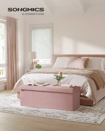 SONGMICS Mazie Collection - 43 Inches Folding Storage Ottoman Bench - Ottoman Foot Rest, End of Bed Bench, Storage Chest