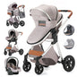 Luxury Baby Stroller 3 in 1 High Landscape - Baby Cart Can Sit, Can Lie, Portable Pushchair, Baby Cradle & Infant Carrier