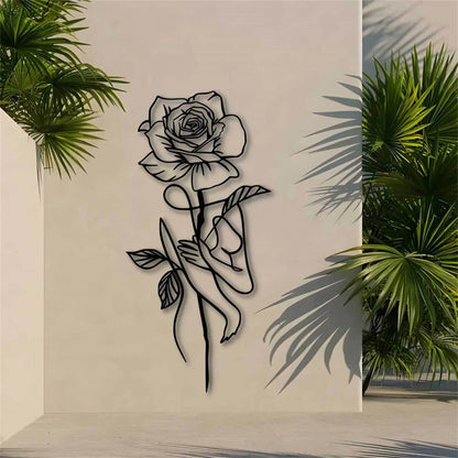 Black Metal Rose for Wall Decor - 3D Flower