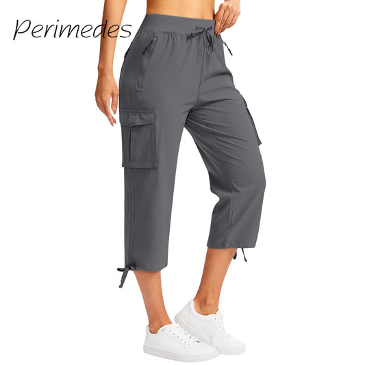 Women's Cargo Capris With Six Pockets - Lightweight Quick Dry Pants - Slim-Fit