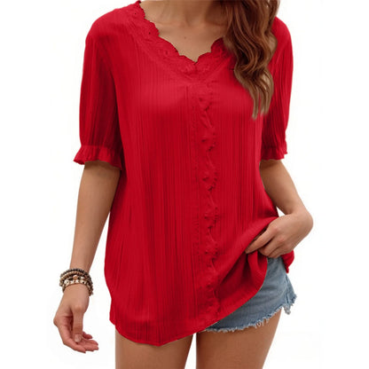 Ladies Summer Hollow Short-Sleeved Tops -Tops For Women, Summer Clothes