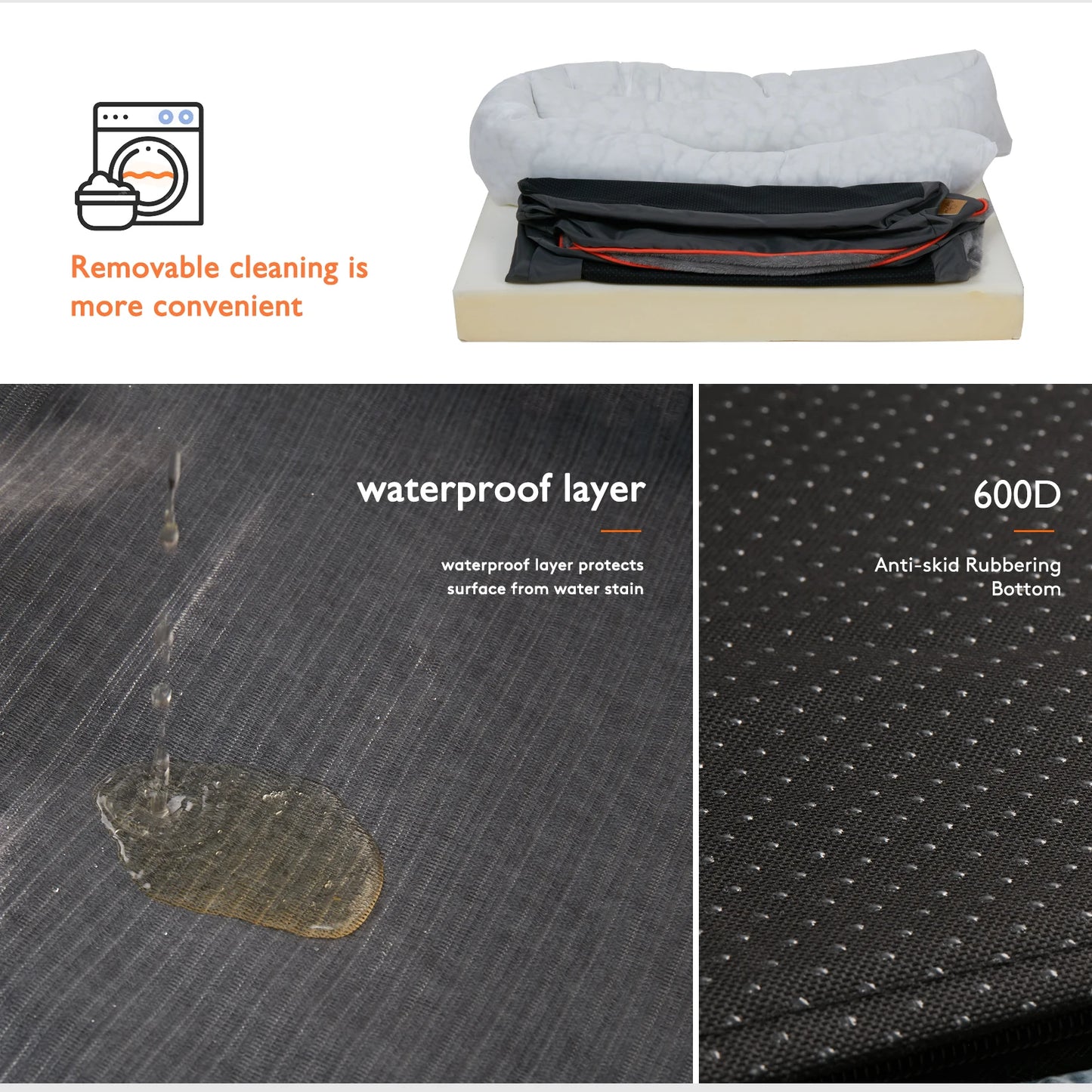 Super Soft Orthopedic Foam Bed For Dogs - Pet Bed Sleeping Mat with Cotton-padded Bolster & Removable Cover Sizes L-3XL
