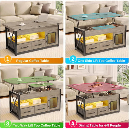 40" Lift Top Coffee Table - 4 in 1 Coffee Table with Storage Cabinet