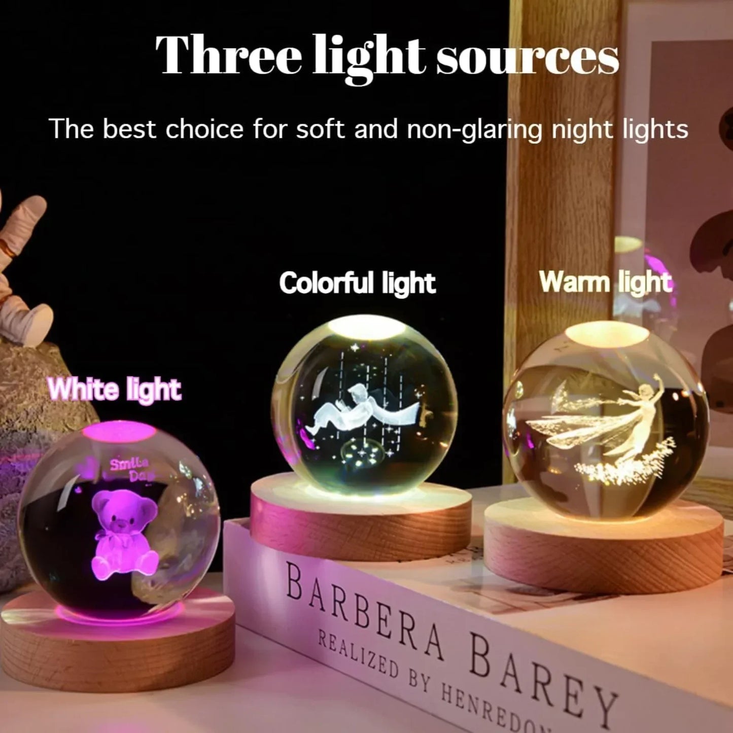 Custom Snow Globe Night Light - Warm Light