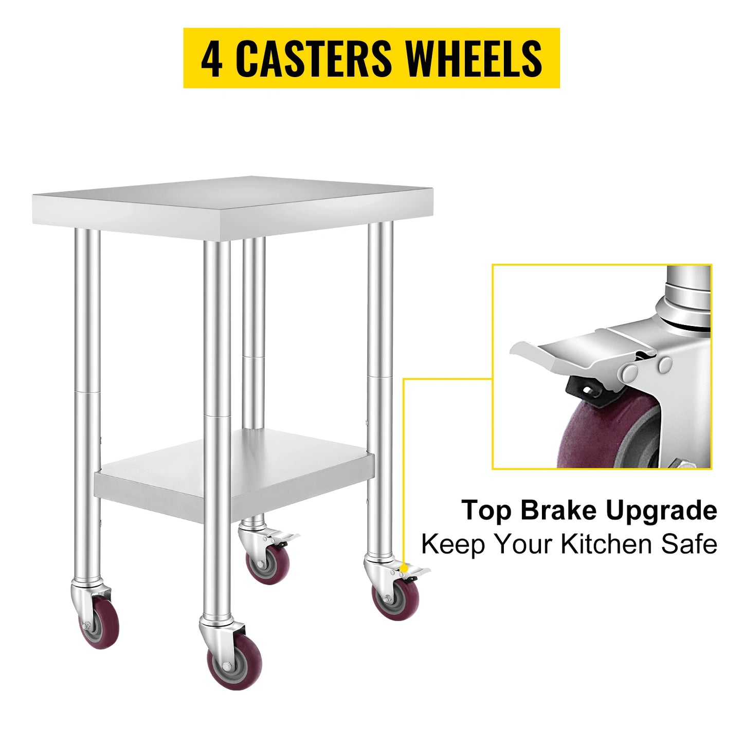 Stainless Steel Kitchen Work Space 2 Shelves, Moveable