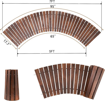 8FT Wooden Garden Pathway - Curved Outdoor Walkway Roll Out Cedar Wood (Brown)