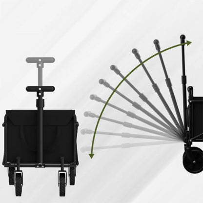Black Small Handcart - Outdoor Garden Folding Cart - Collapsible Utility Shopping Wagon - Portable Trolley Cart