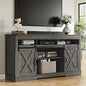 Farmhouse TV Stand for 27-65 Inch TV - Tall Entertainment Center with Storage Cabinets and Sliding Barn Doors