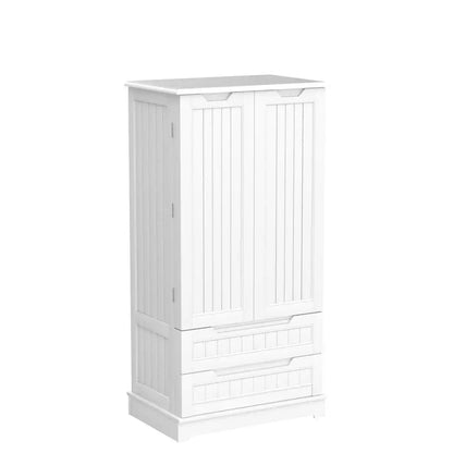 47" H Kitchen Pantry Cabinet with 2 Doors and 2 Drawers - Solid & Sturdy, Storage Cabinet for Entryway, Kitchen - White