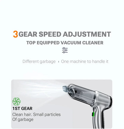 New Mini Portable Car Vacuum Cleaner - Powerful Handheld Wireless Cleaner with One Click Dust Removal