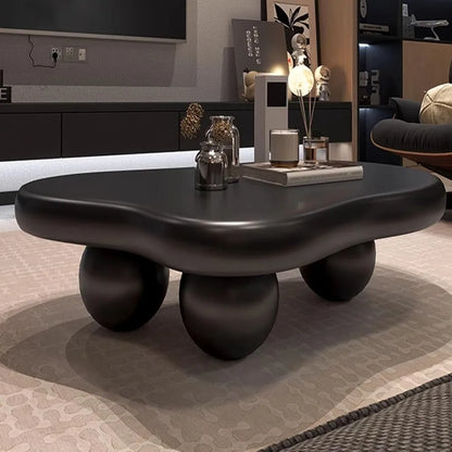 Modern Coffee Table - Abstract Cloud Shape - Low Coffee Table Irregular Indoor Tea Table with 3 Oval Leg for Living Room (47in) Office