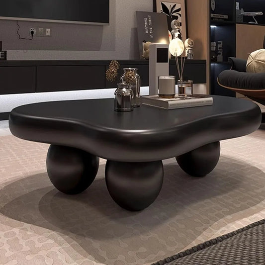 Modern Coffee Table - Abstract Cloud Shape - Low Coffee Table Irregular Indoor Tea Table with 3 Oval Leg for Living Room (47in) Office