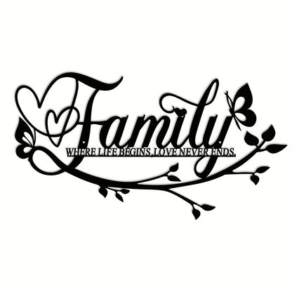 Home Decor, Wall Metal Home Sign, Black Wall Art Flower Letter Sign, Metal Happy Wall Art, for Home Wall Decorations